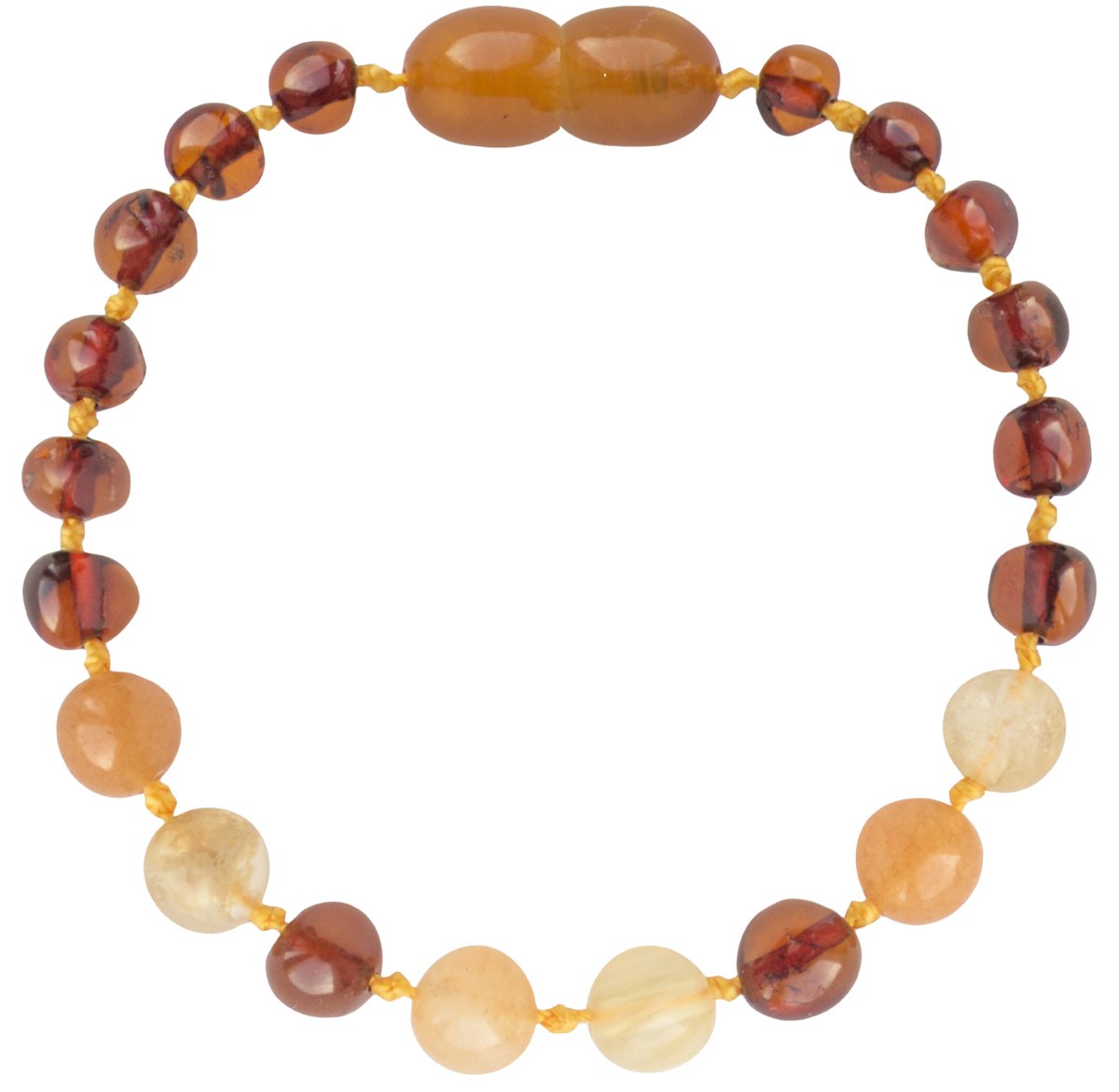 Wild Sun Barnsteen Armband Baby / Peuter - 14 cm - Cognac / Aventurijn