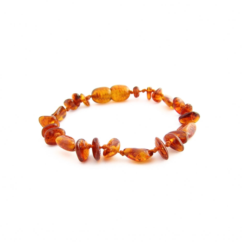 Wild Sun Barnsteen Armband Kind – 16,5 cm - Mix - Cognac