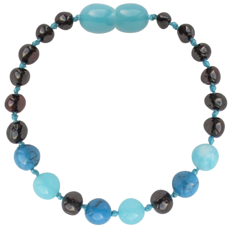 Wild Sun Barnsteen Armband Volwassene - 19 cm - Cherry / Turquoise / Jade
