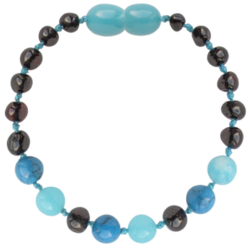 Wild Sun Barnsteen Armband Volwassene - 19 cm - Cherry / Turquoise / Jade