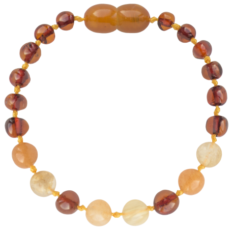 Wild Sun Barnsteen Armband Volwassene - 19 cm - Cognac / Aventurijn