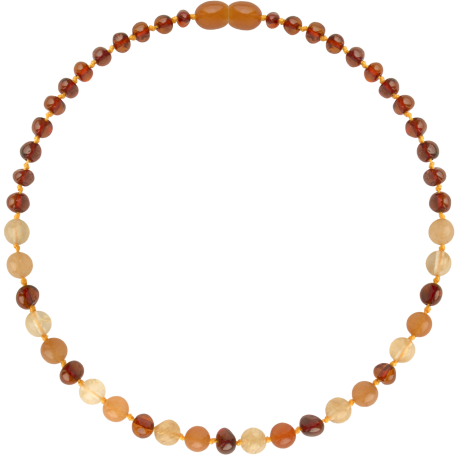 Wild Sun Barnsteen Ketting Kind – 36 cm – Cognac / Aventurijn