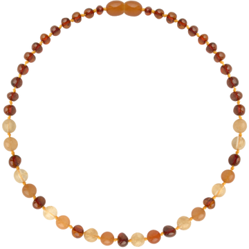 Wild Sun Barnsteen Ketting Kind – 36 cm – Cognac / Aventurijn