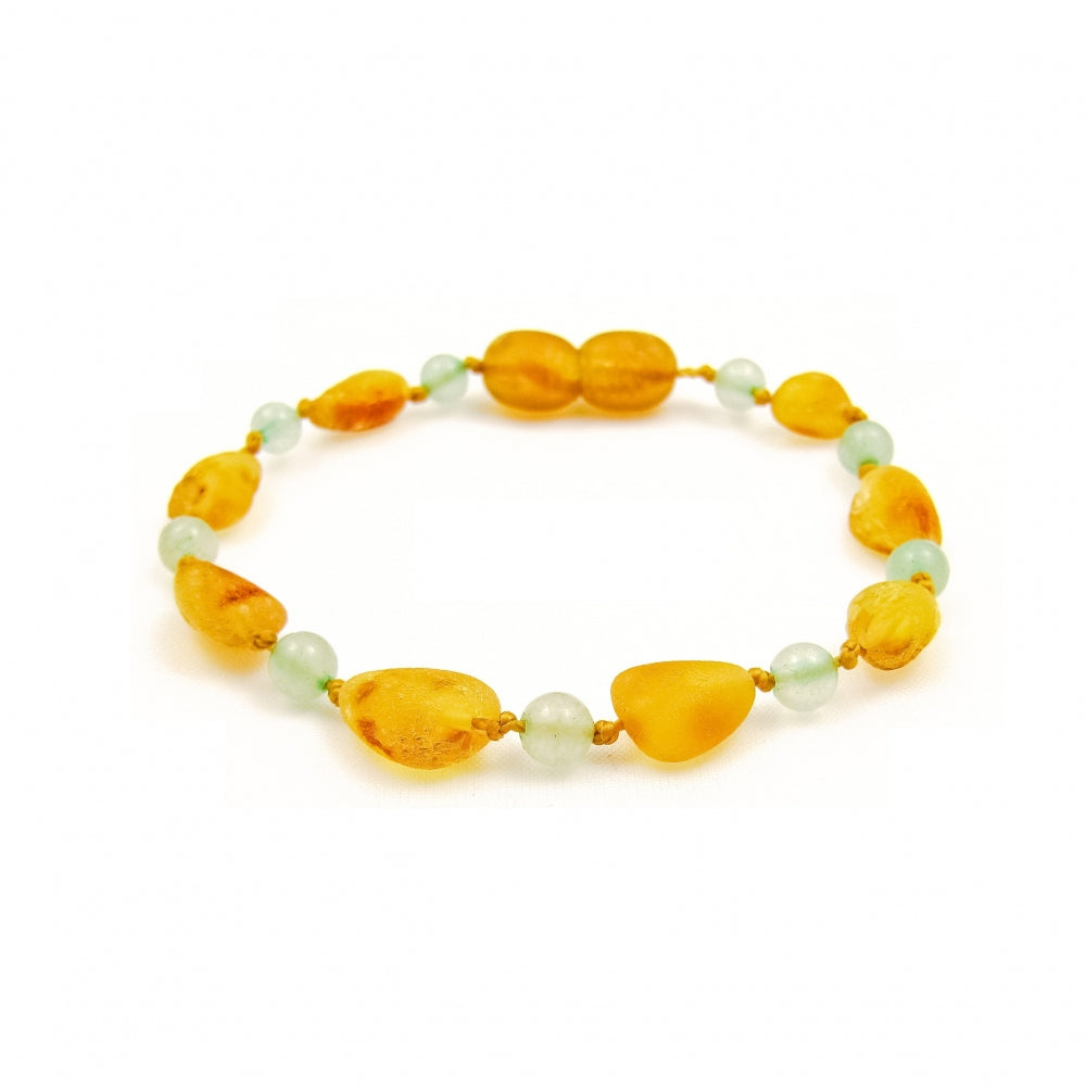 Wild Sun Barnsteen Armband Kind – 16,5 cm - Beans - Honey / Aventurijn